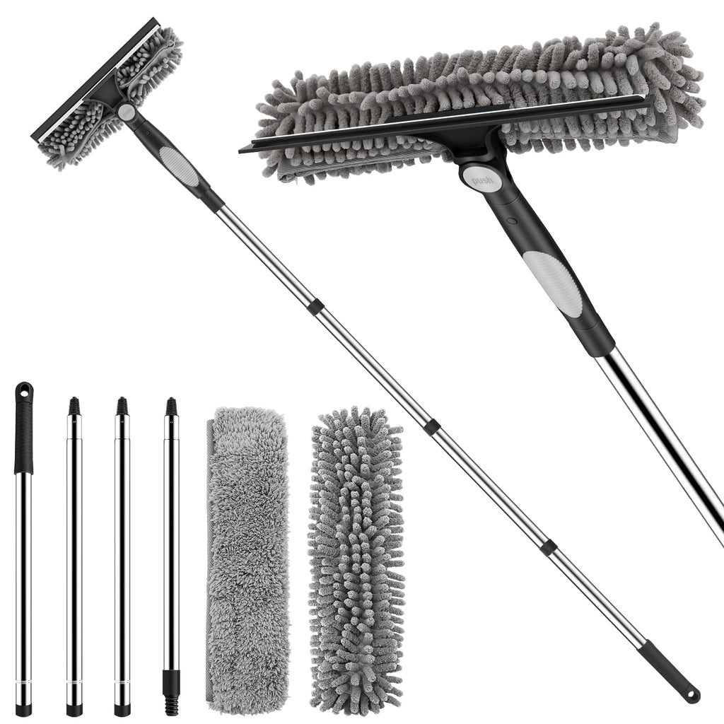 Window Squeegee with 66in Extension Pole 2-in-1 Window Cleaning Kit