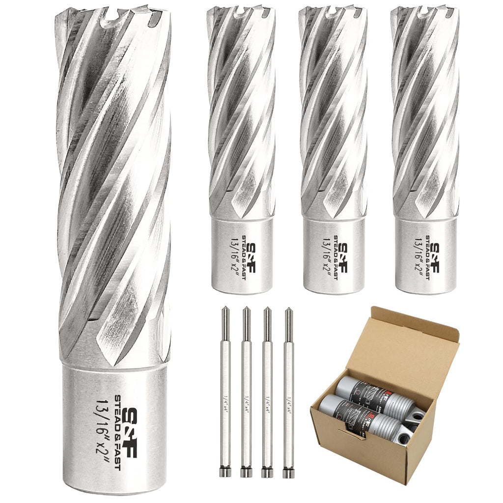 S&F STEAD & FAST Annular Cutter Set 4 Pcs, 13/16" x 2" DOC, Mag Drill Bits