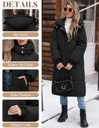Women's Winter Puffer Coat Long Quilted Jacket with Pockets