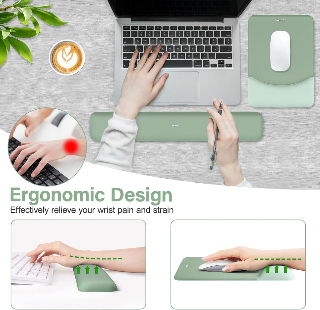 Keyboard Mouse Pad Set, Large Gaming Mouse Pad&Keyboard Wrist Rest | Rectangular Mousepad with Wrist Rest&Coaster
