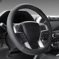 Car Steering Wheel Cover Universal Standard Size 14.5-15 inch, Black Microfiber Leather