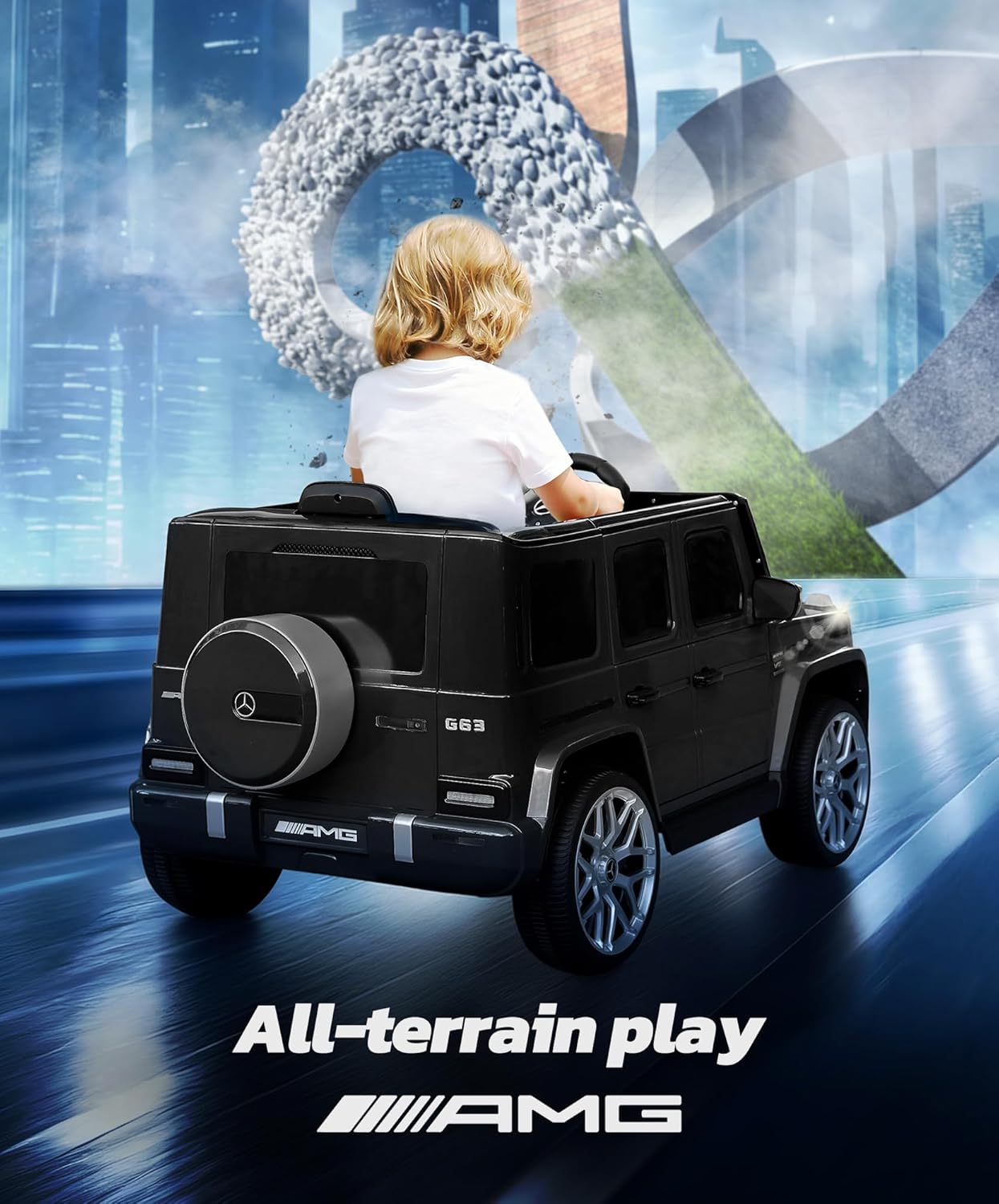 Licensed Mercedes-Benz AMG G63 Ride on Toys,12V Ride on Car with Remote Control,Rechargeable Battery,Flickering
