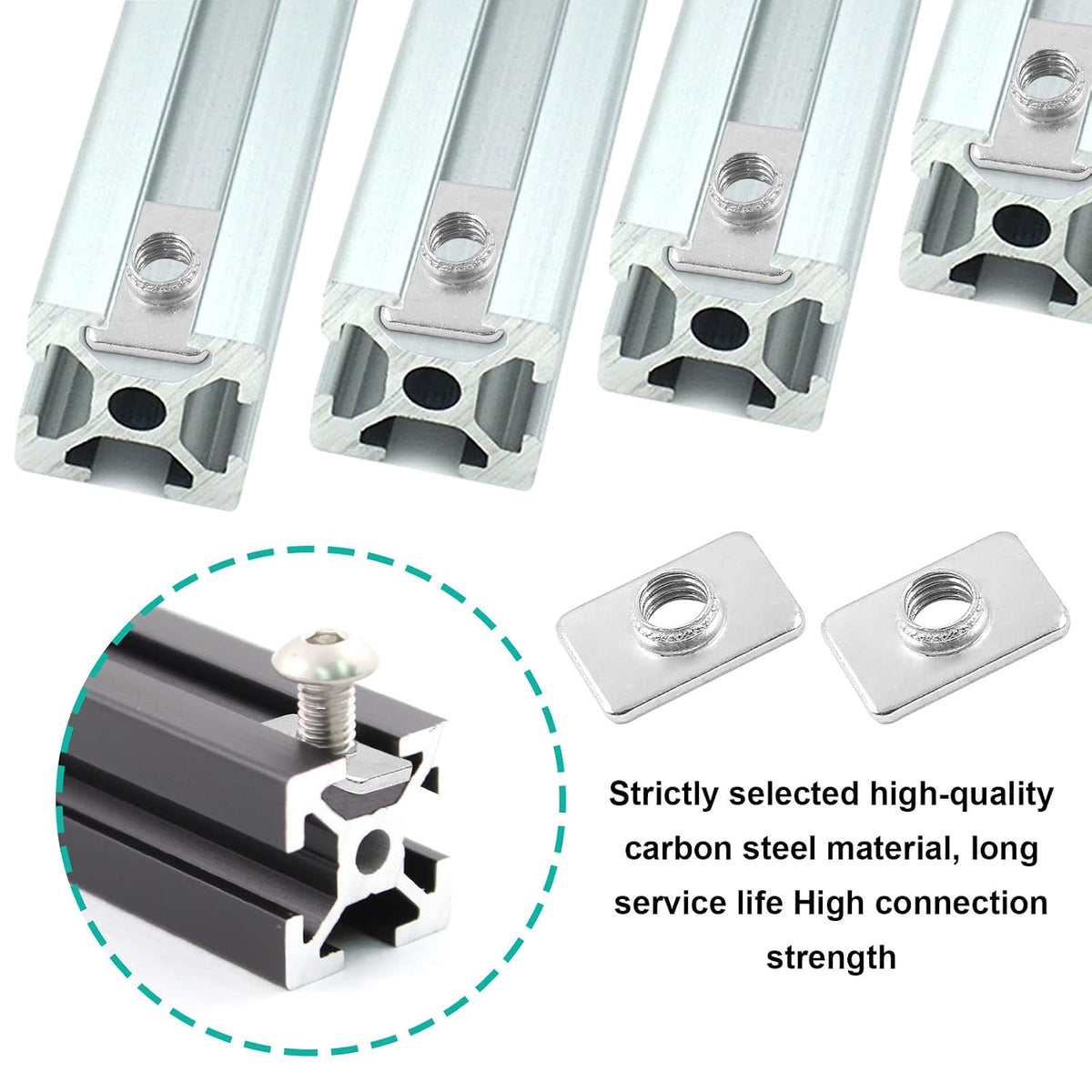 M5 Flat Sliding T-Nuts, 100pcs, 2020 Series