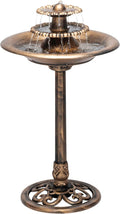 TEC106-BZ 35” Tall 3-Tier Pedestal Water Fountain with Birdbath in Vintage – Outdoor Garden Fountain for Yard, Patio