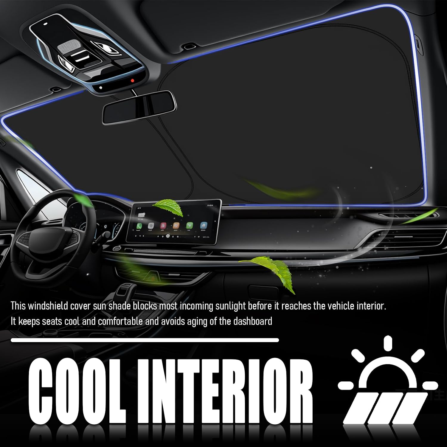 Car Windshield Sun Shade,Foldable Sun Shade for Car Windshield Compatible with Toyota Corolla,Oxford Cloth Sunshade