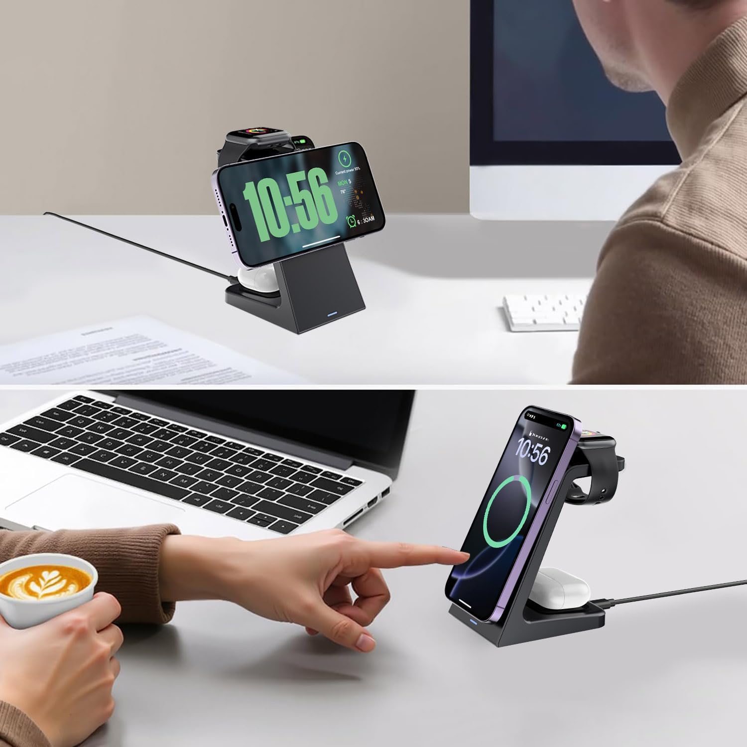 25W Magnetic Wireless Charging Stand for Mag-Safe, 3 in 1 Fast Wireless Charger Station for iPhone 17 Pro Max/17
