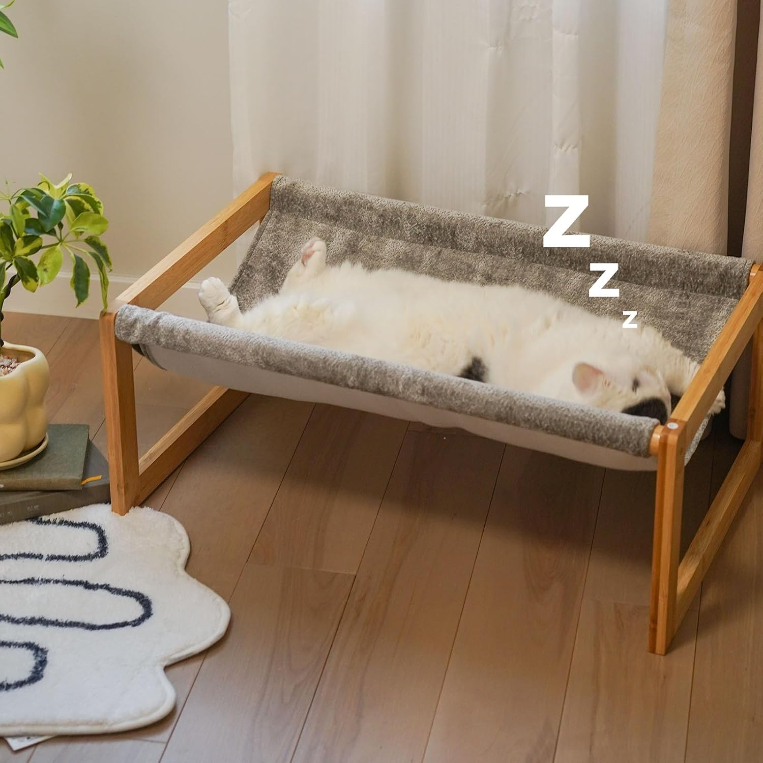 Elevated Cat Bed, Large Hammock for Outdoor, 25 X 16.5 Inch Pet Furniture for Kitty, Puppy, Rabbit, Bunny and Small