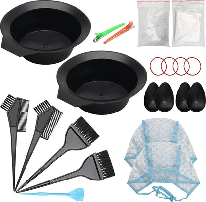 23 Pack Hair Coloring Kit, Include Hair Dye Brush and Bowl Set, Highlight Cap Kit, Ear Cover, Gloves, Shawl, Shower