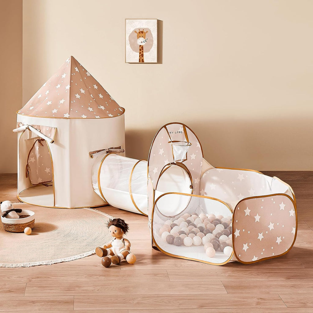Kids Play Tent with Tunnel, Pop-Up Tent & Ball Pit for Toddlers | Foldable Indoor Play Set With Carry Bag, Breathable