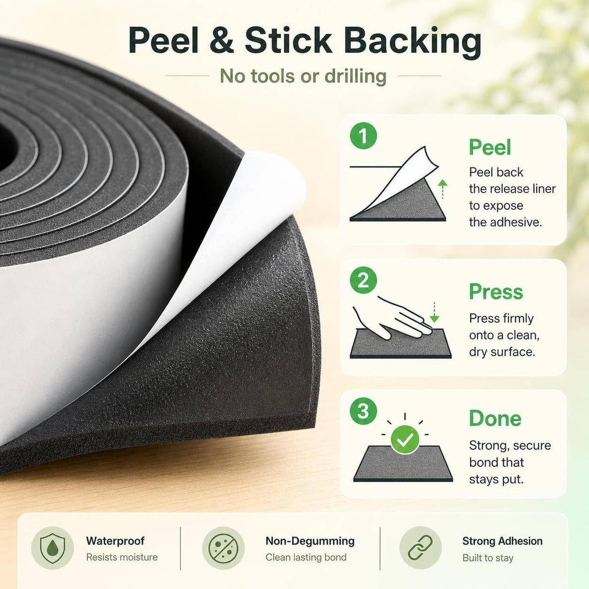 Sponge Neoprene Foam Sheet with Adhesive 1/4''T x 12''W x 59''L