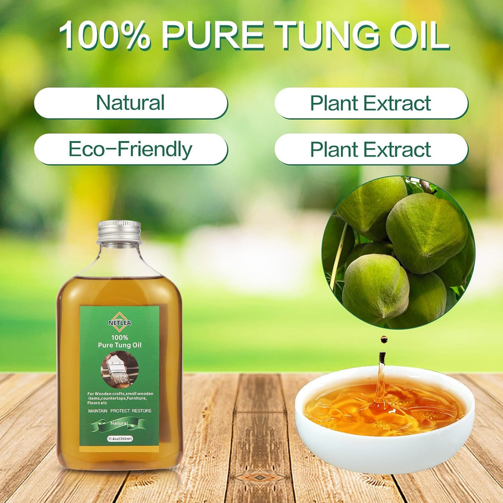 Pure Tung Oil 11.8oz – Natural Finish for Small Wood Crafts