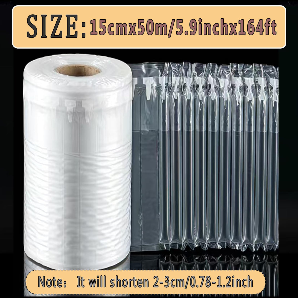 Inflatable Bubble Wrap Roll 7.8inch x 166ft with Pump, Air Pillows for Shipping Packaging, Breakpoint Perforation