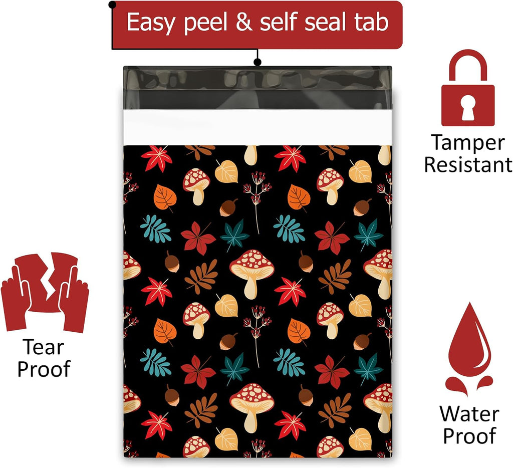 10x13 (100) Fall Medley Designer Poly Mailers Waterproof Self Sealing Tear Resistant Polymailers Shipping Envelopes