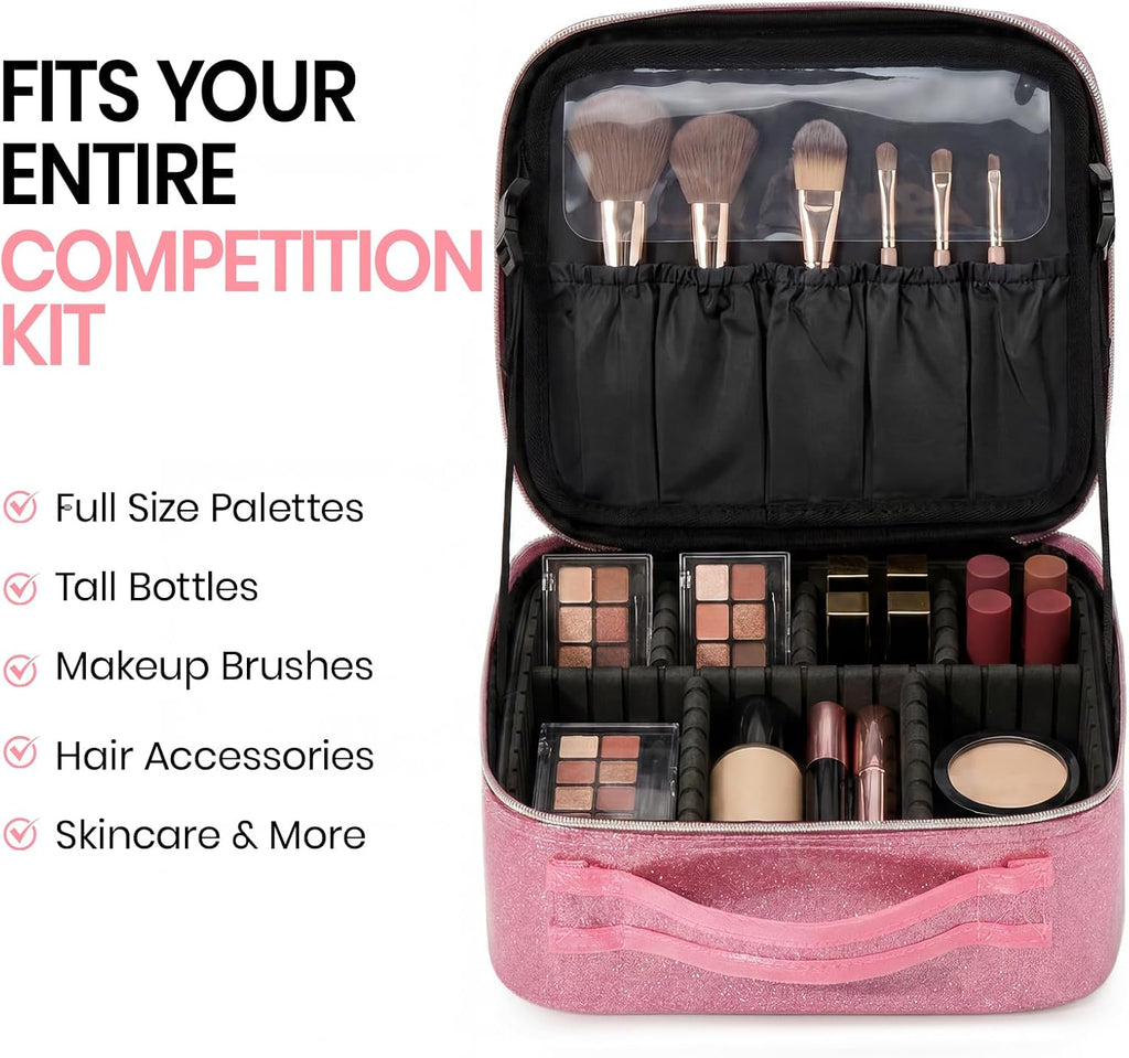 Makeup Bag with Detachable 4K LED Mirror, 3 Light Modes