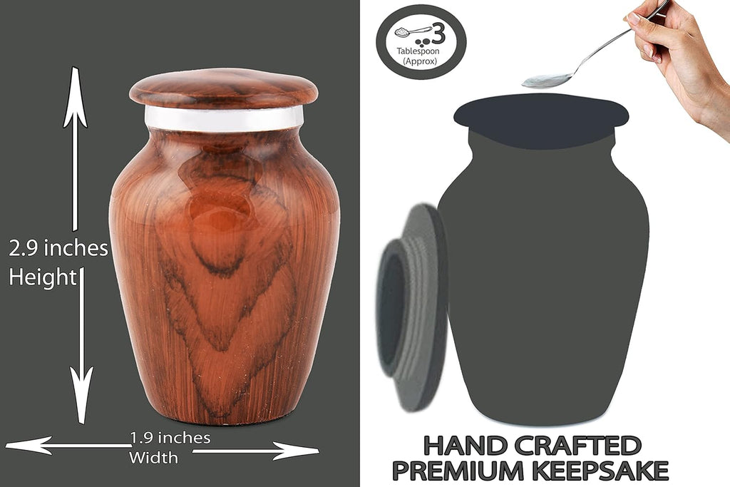 Wooden Textured Theme Keepsake Urn | Human Ashes Memorial Urn, Burial, Funeral Cremation Urns (Red Cherry Wood, Small)