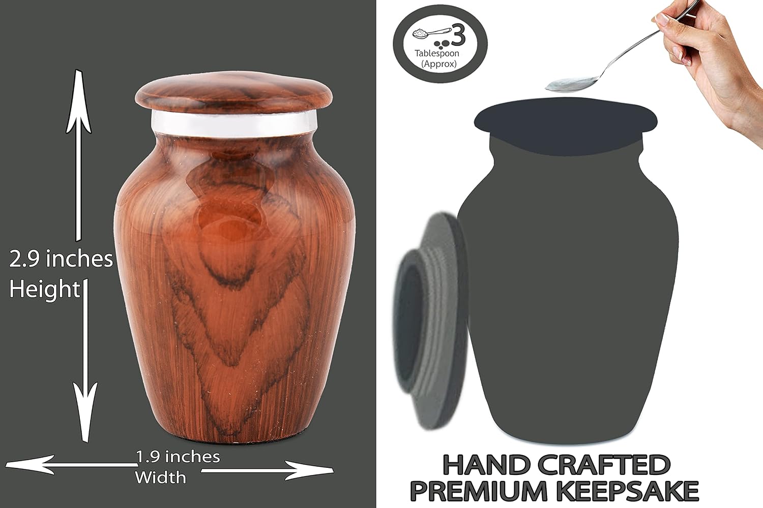 Wooden Textured Theme Keepsake Urn | Human Ashes Memorial Urn, Burial, Funeral Cremation Urns (Red Cherry Wood, Small)
