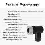 10Pcs M12 5Pin Female Industrial Aviation Connector (A-Code) Waterproof, Sensor Socket Field-Assemblable 12mm Circular Socket Panels Adapter IP67 Right Angel