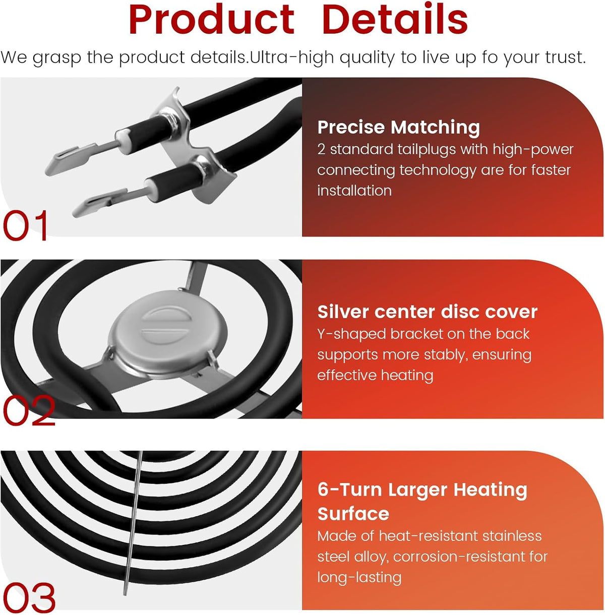 WB30M2 8" Range Stove Burner Coil Element fit for G.E Stove Range
