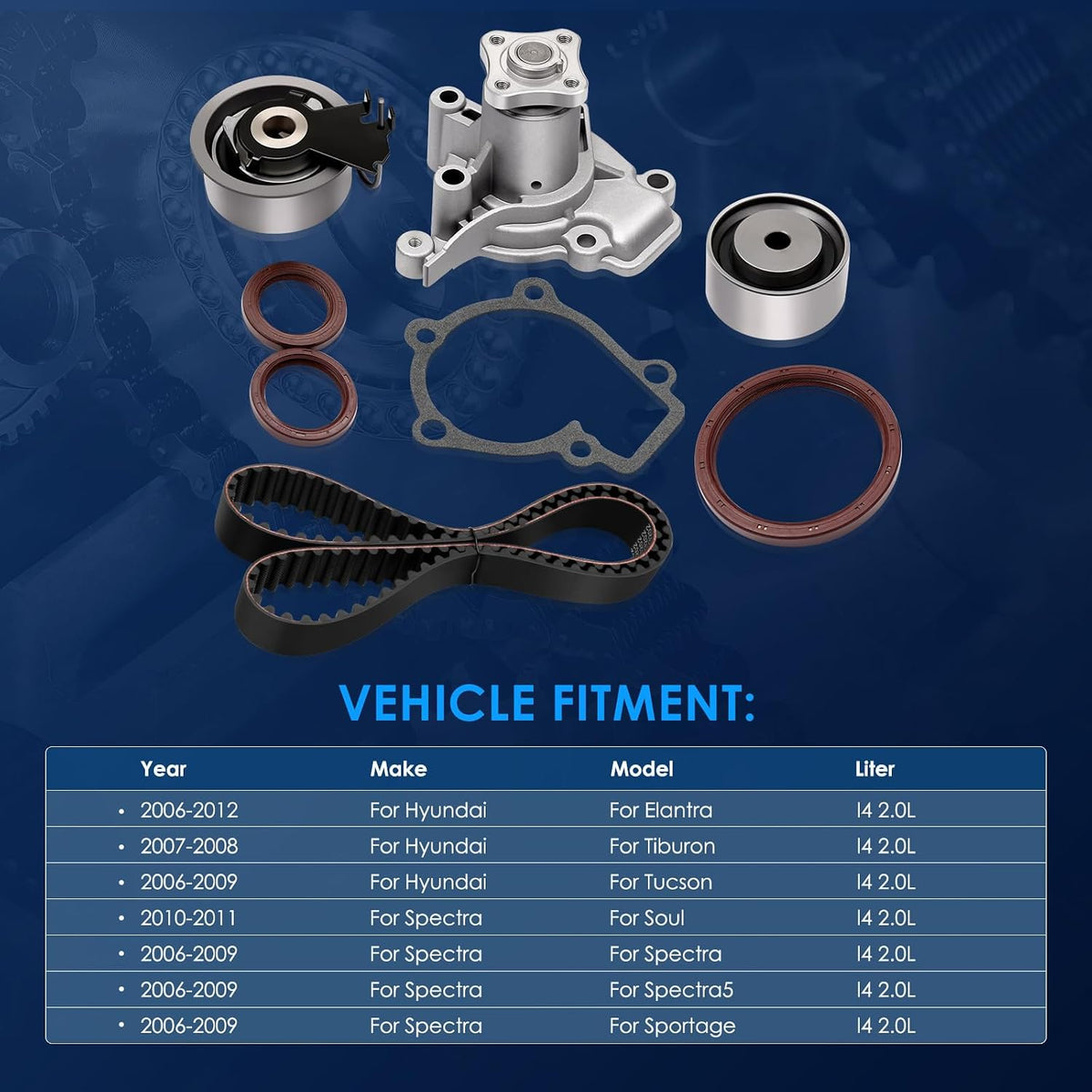 ECCPP Engine Timing Belt Kit with Water Pump Compatible with Hyundai