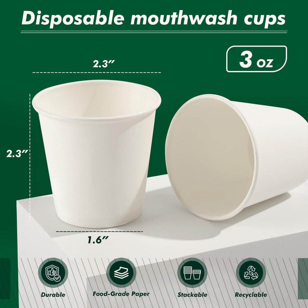 3 oz Bathroom Cups 200 Pack Small Paper Cups