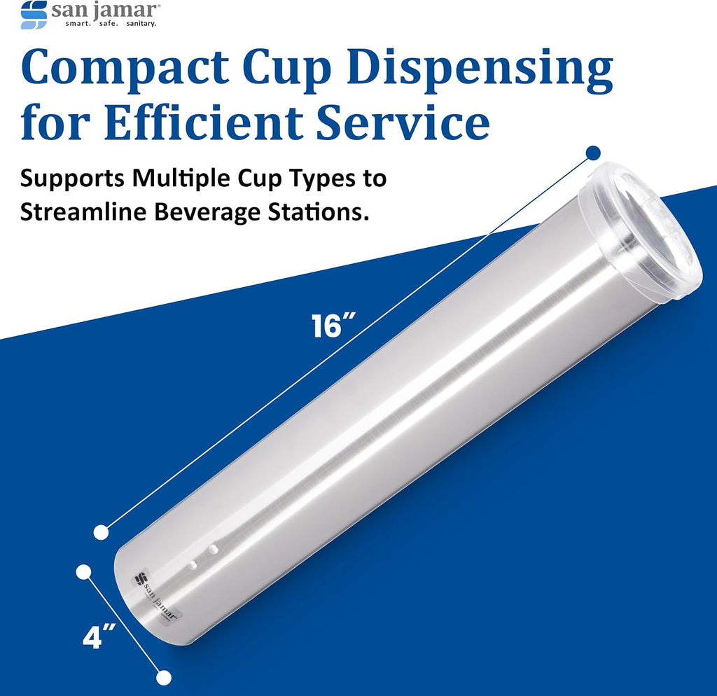 Small Pull-Type Stainless Steel Cup Dispenser, 3-5 oz