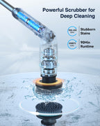Electric Spin Scrubber, Shower Scrubber with 4 Adjustable Angles and 8 Brush Heads, Electric Scrubber with Long
