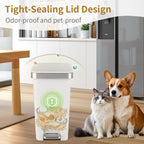 Small Bathroom Trash Can with Lid Step Pedal, 2.6 Gallon, White