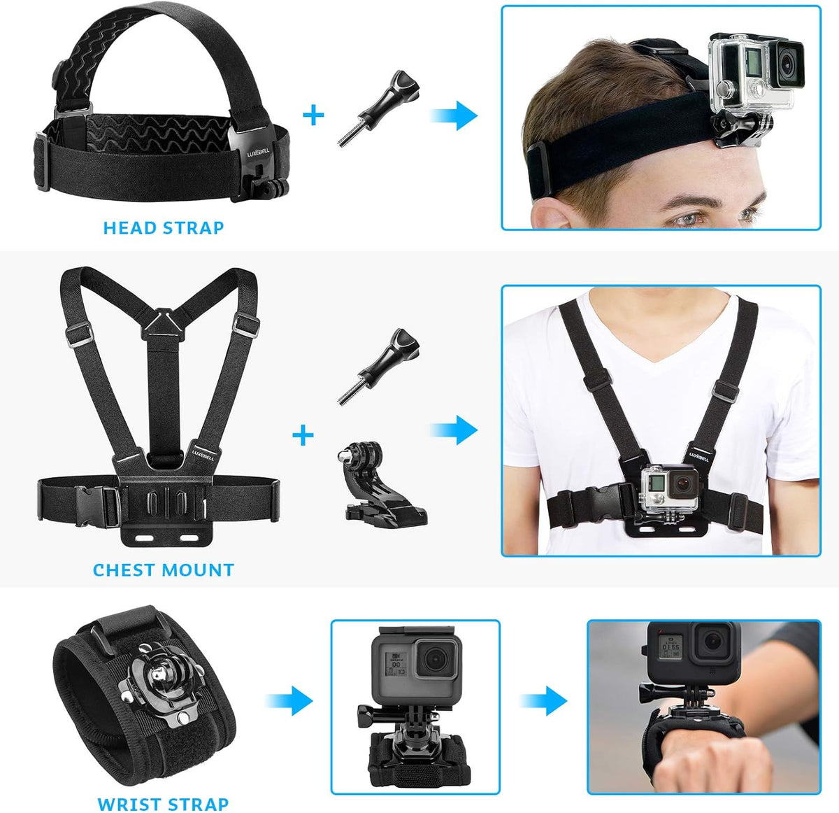 Accessories Kit for AKASO EK5000 EK7000 4K WiFi Action Camera GoPro Hero 13 12 11 10 9 8 7 6 5/Session 5/Hero