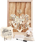 Rustic Wedding Guest Book Alternative, 16x12 Wooden Guest Book Signs for Wedding Decor for Reception, 80 Wood Hearts