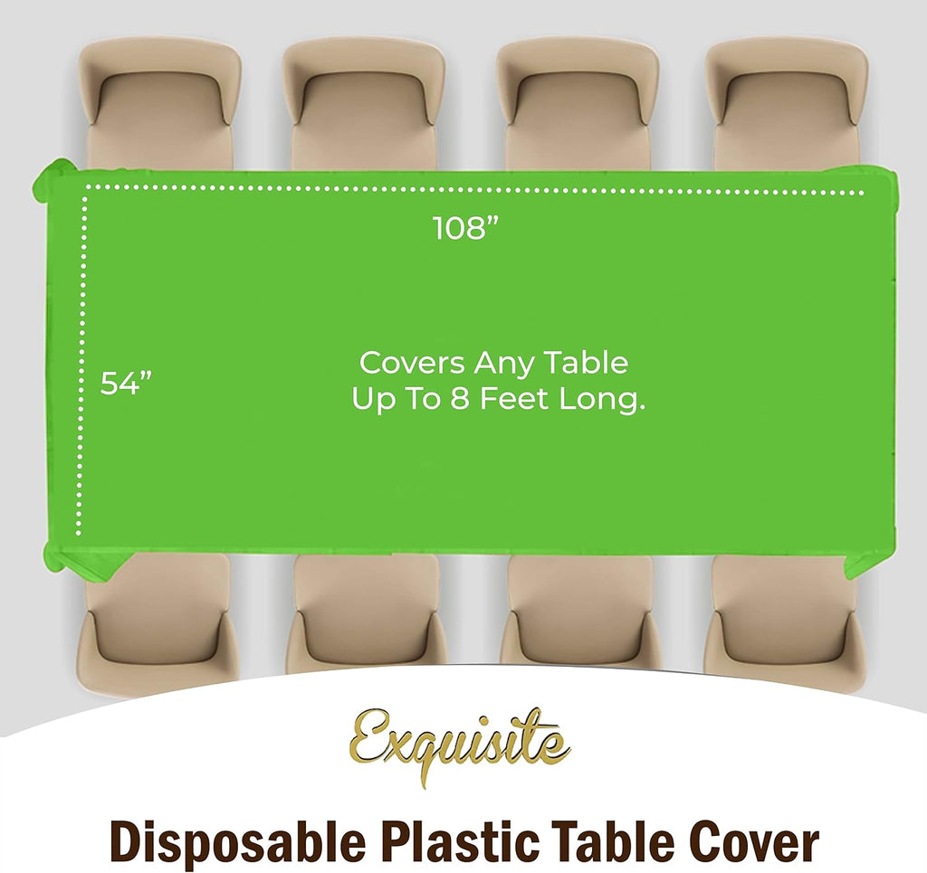 Lime Green Rectangular Plastic Tablecloth - 54x108 Inch, Pack of 24