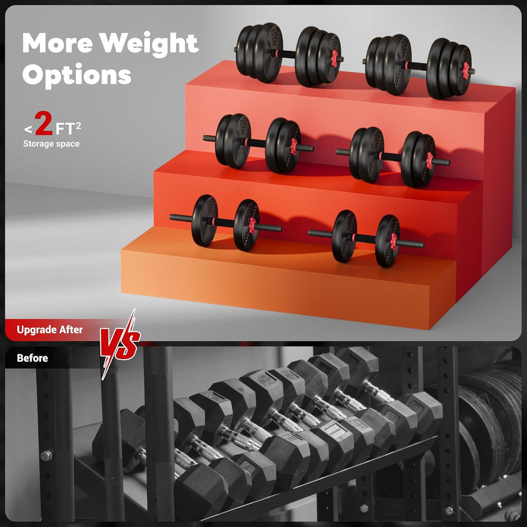 Adjustable Dumbbells, GOIMU 32/54/76/94LBS Free Weight Set, 4 in 1 Dumbbell Set Used as Barbell, Kettlebell, Push Up