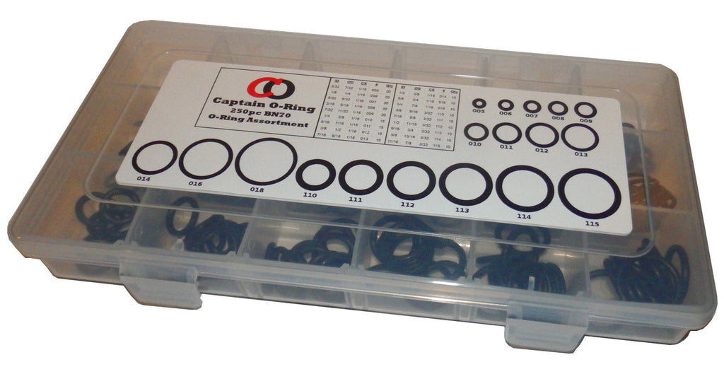 Captain O-Ring - 250pc Universal SAE NBR O-Ring Assortment Kit