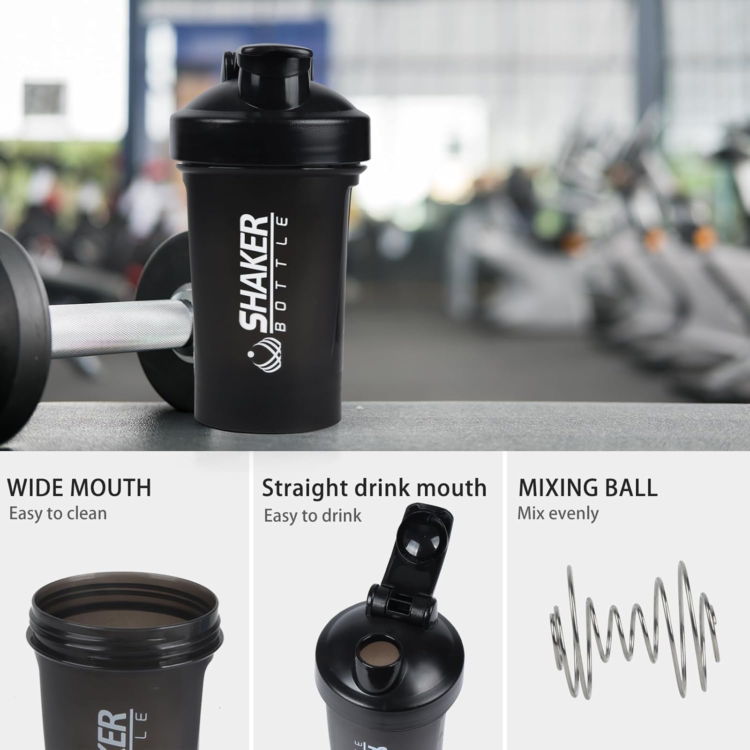 400ml Protein Shaker Bottle,Gym Small Shakes Cup with Mixing Ball | Portable 14oz Small Shaker Bottle,Gym Shaker Cup