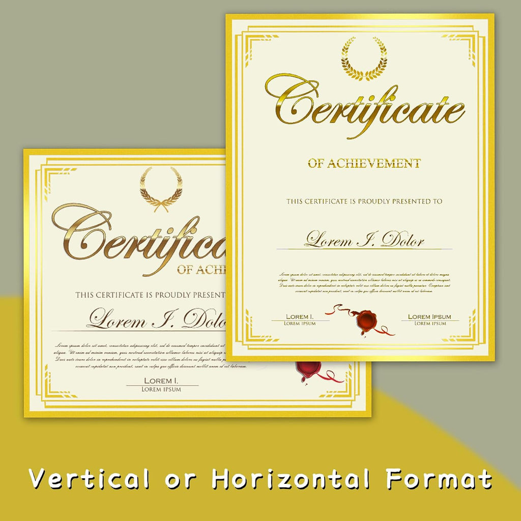 25 Sheets Certificate Paper 8.5 x 11 for Printing, Blank Gold Foil Border Diploma Paper, 180 GSM Award Certificate