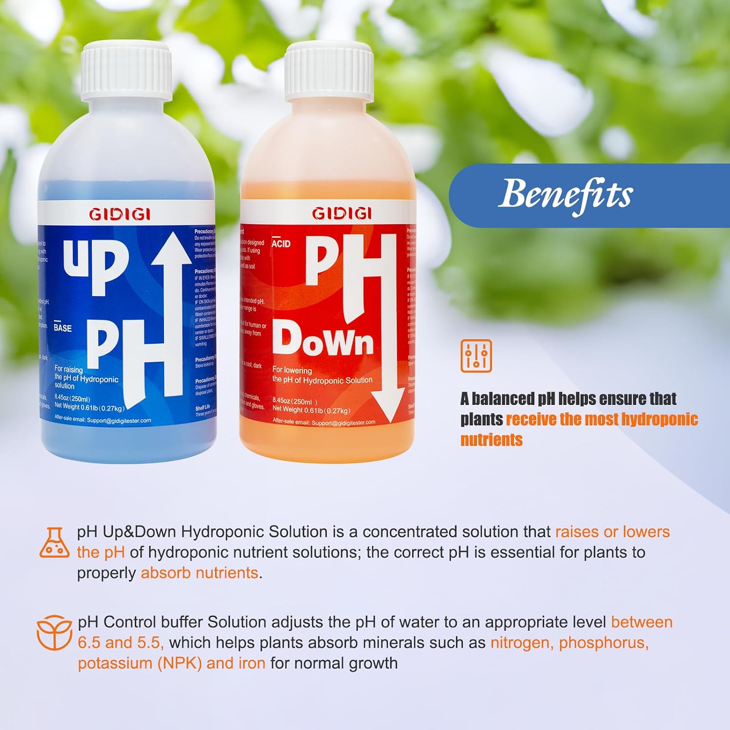 Hydroponics pH Up Down Solution pH Control Kit pH Adjuster | Aquaponic, Balance Nutrient Solution, Include pH Test