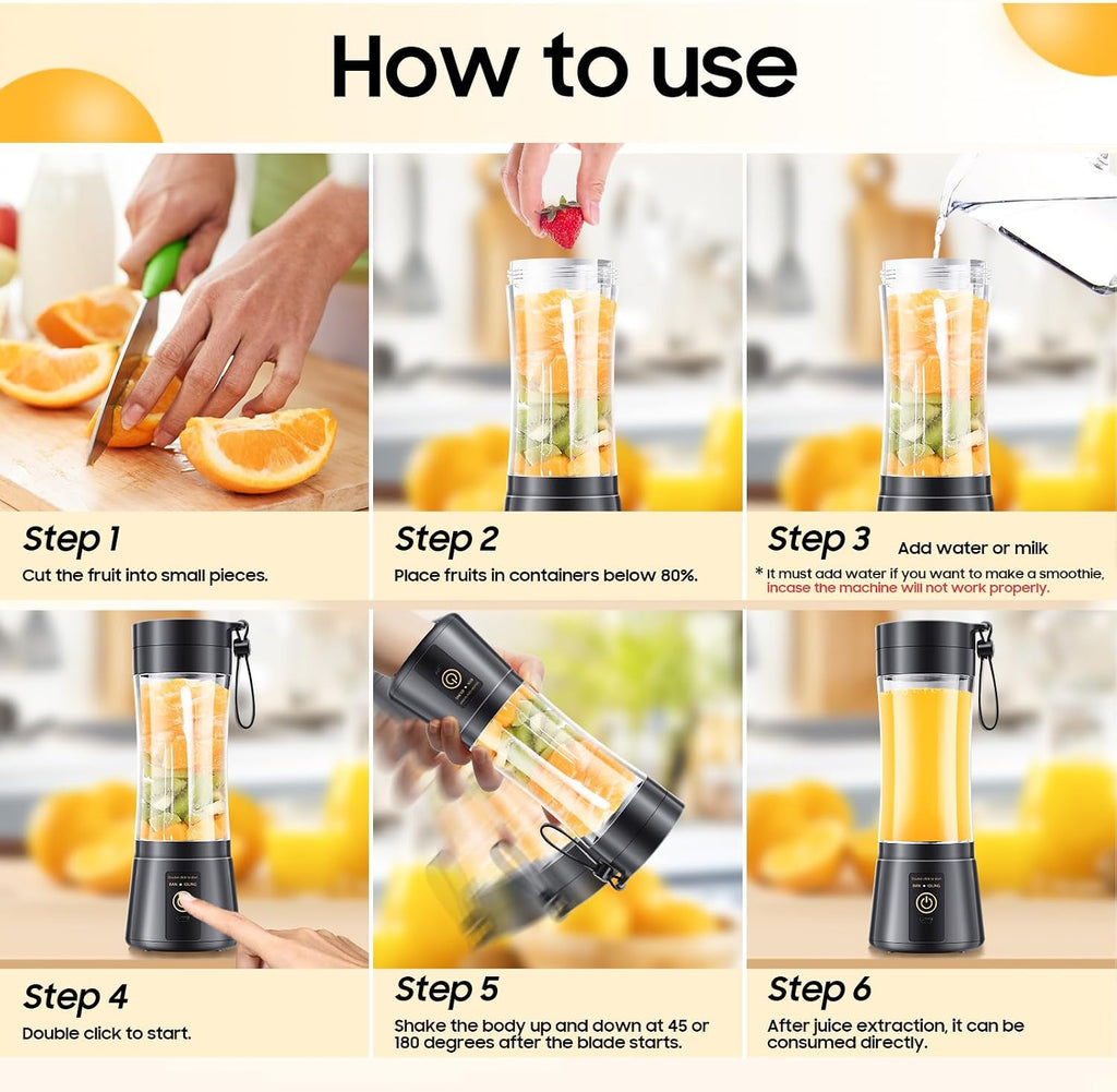 Portable Blender Personal Size Blender Make Smoothies, 12oz Mini Travel Cup