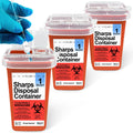 Sharps Containers for Home Use - 1 Quart (3-Pack) Biohazard Syringe and Needle Disposal Containers - Small Sharps Box