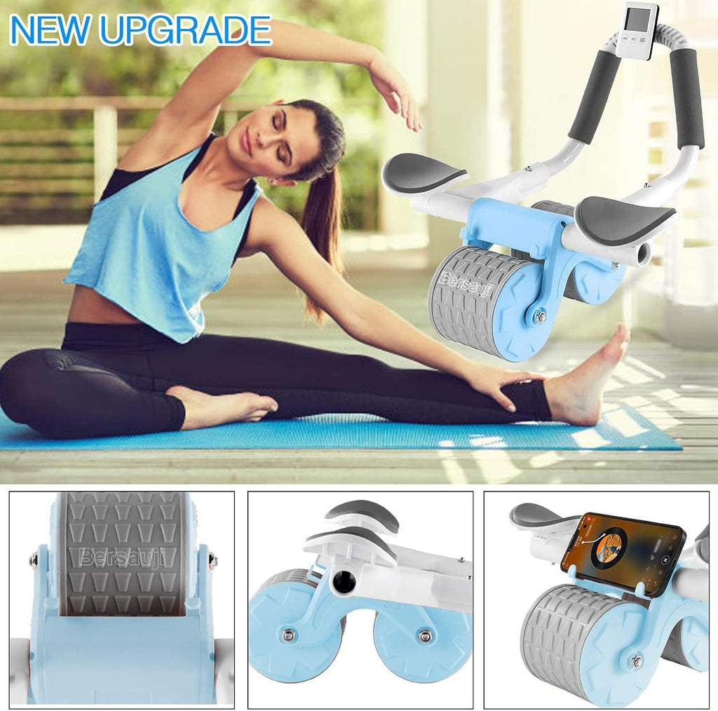 2026 Upgraded Ab Roller Wheel with Knee Mat &Timer - Automatic Rebound Abdominal Wheel with Elbow Support, Abs