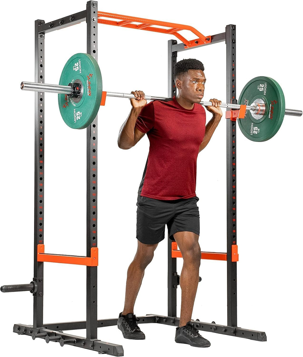 Power Zone Strength Rack Power Cage - 1000 LB Weight Capacity, Spotter Bar, Angled Pull-Up Bar, J-Hooks, Resistance