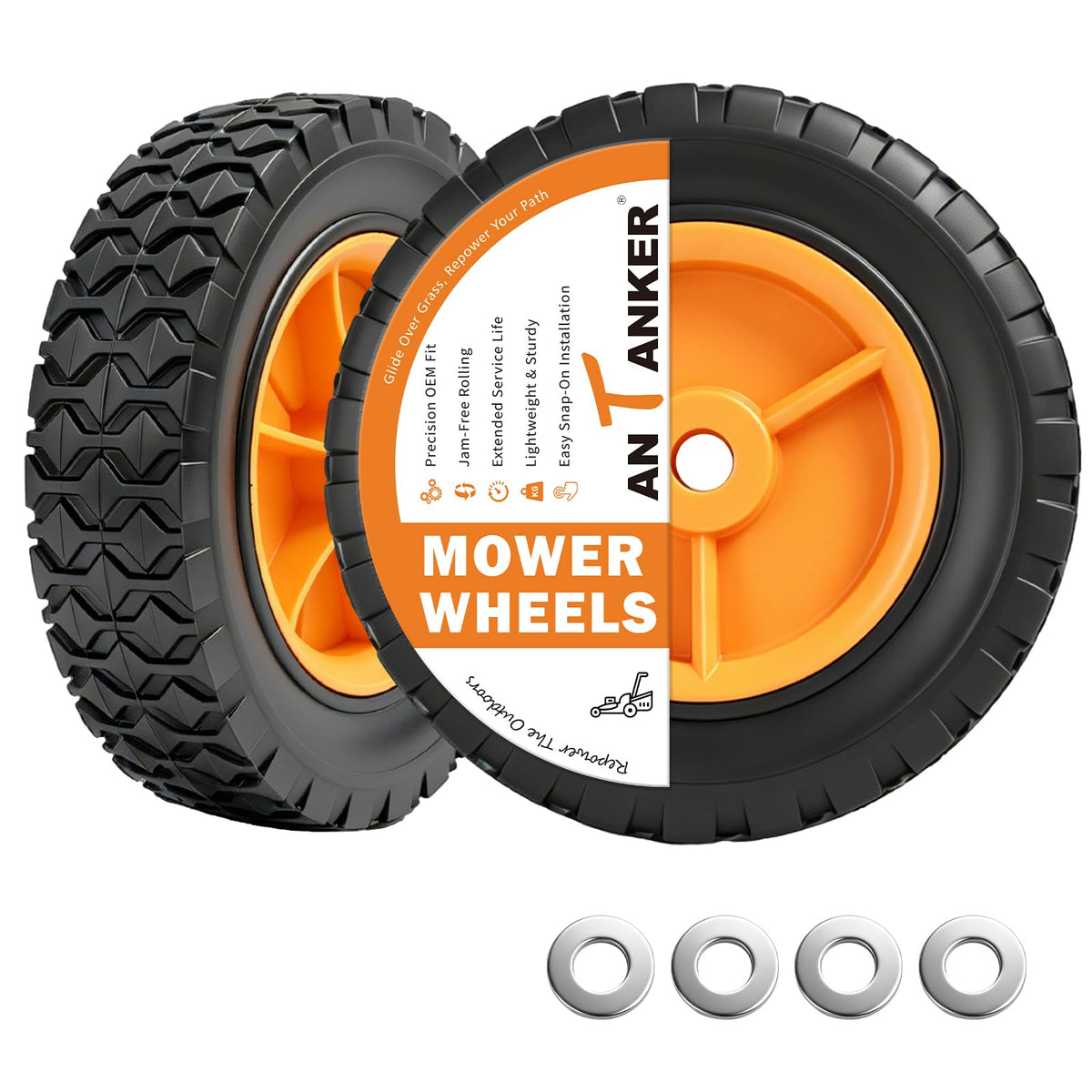 Antanker 6 Inch Plastic Wheels Replaces for Oregon 72-106, 2 Pack (Orange)