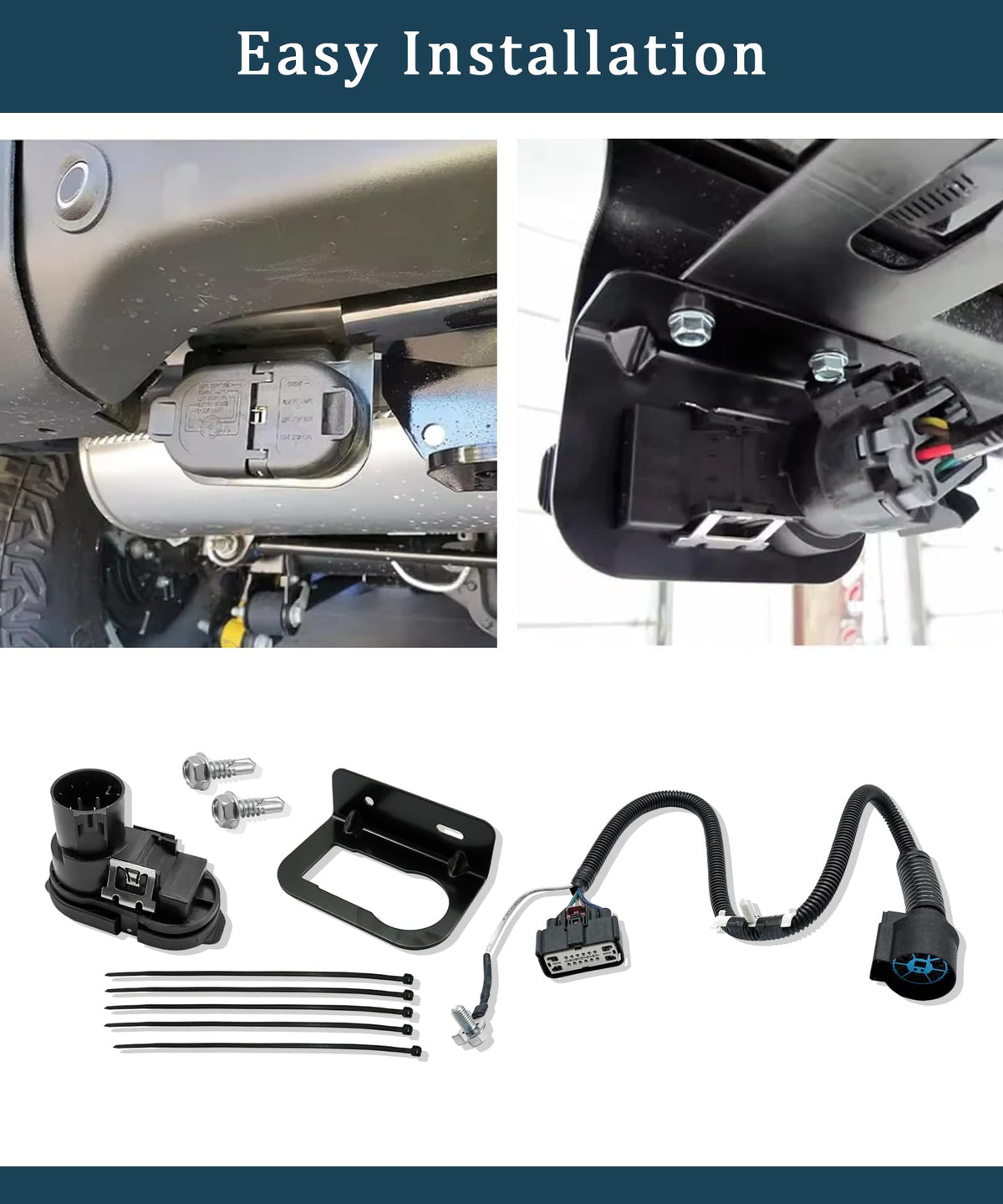 HL3Z-13A576-D 7Pin Trailer Rear Bumper Tow Connector Wiring Harness Kit