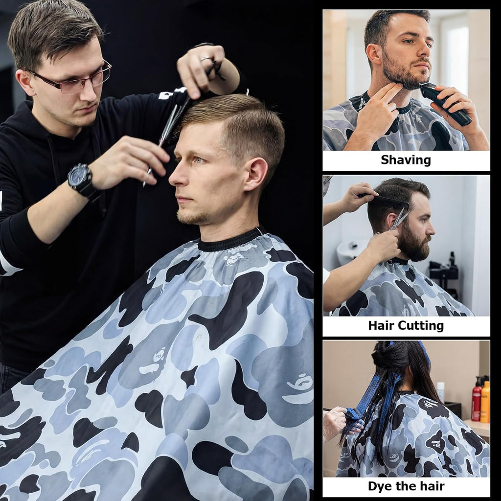 Professional Hair Cutting Cape Waterproof Barber Cape for Men Polyester Hair Styling Cape with Elastic Neckline