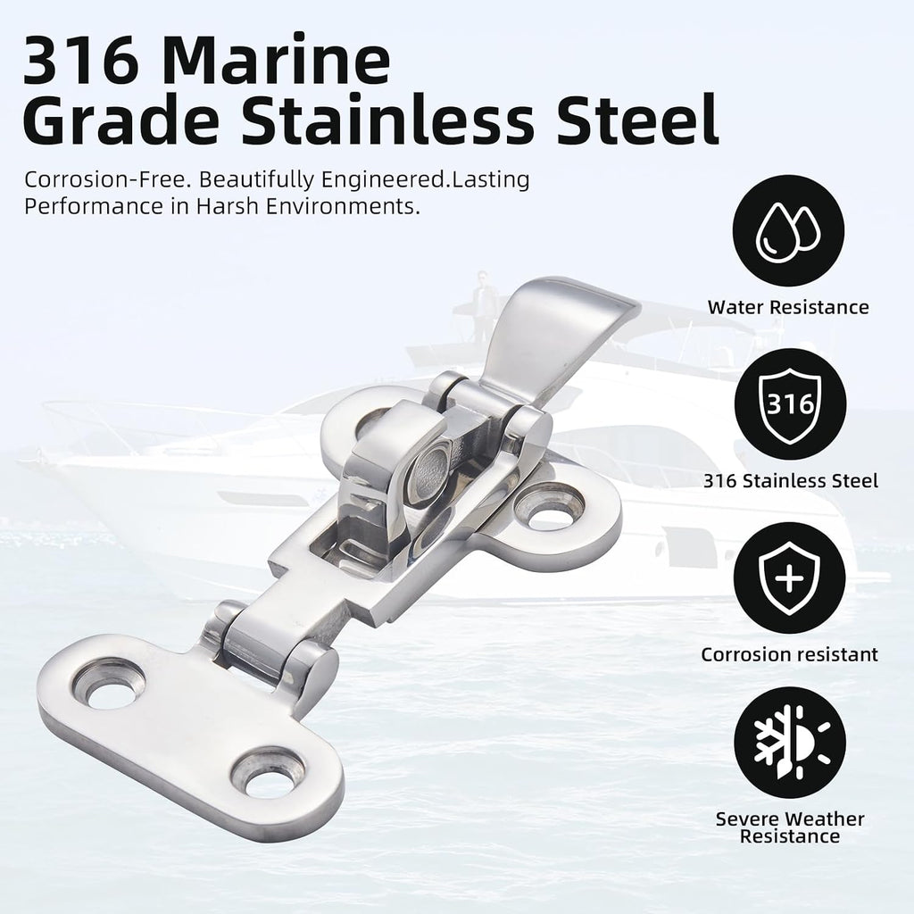 Toggle Lock Boat Hatch Latch,316 Stainless Steel, 2 Pack