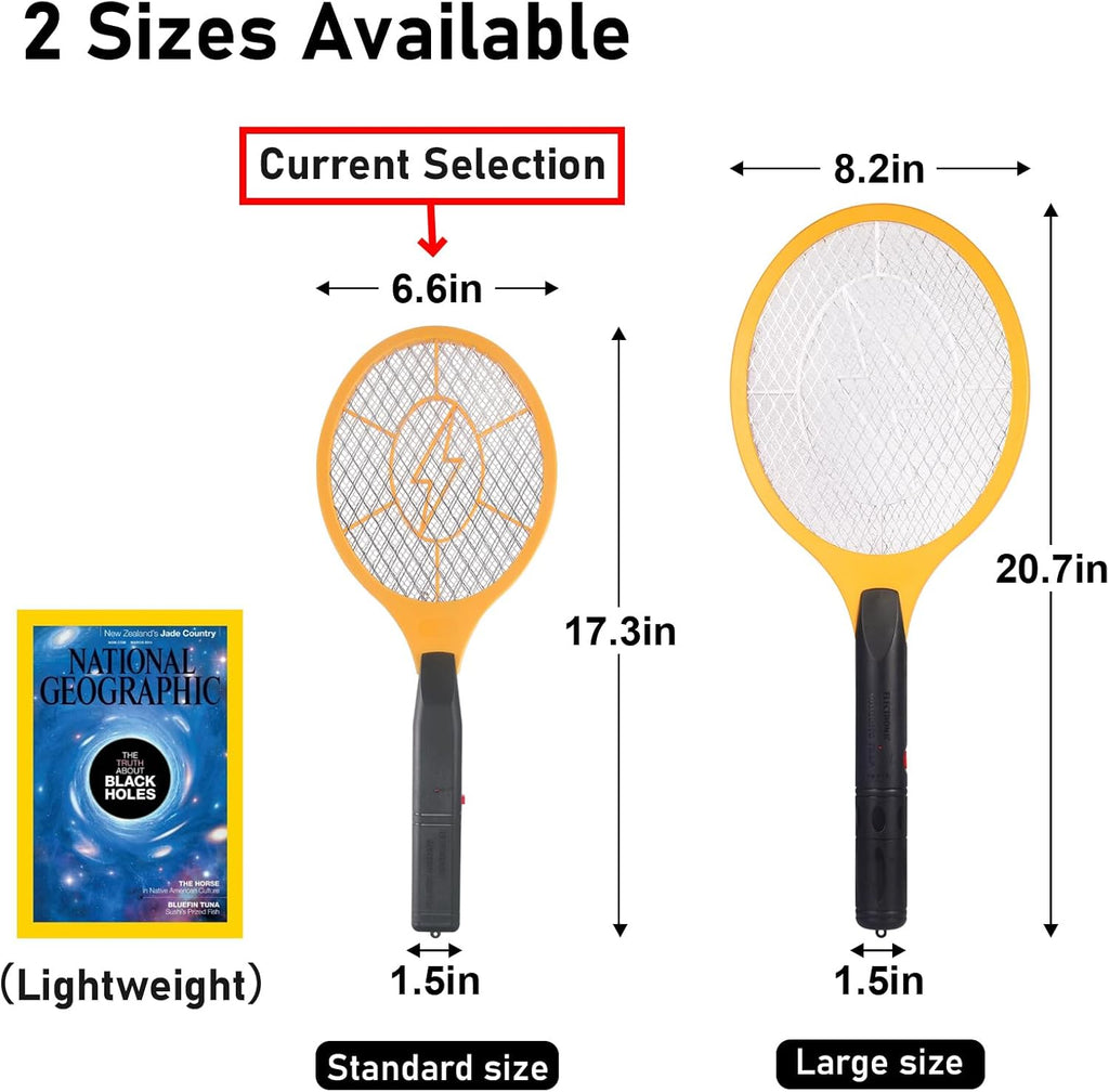 Electric Fly Swatter Handheld Bug Zapper - Indoor Outdoor Zapping Racket for Pest Mosquito & Flies - Battery Powered