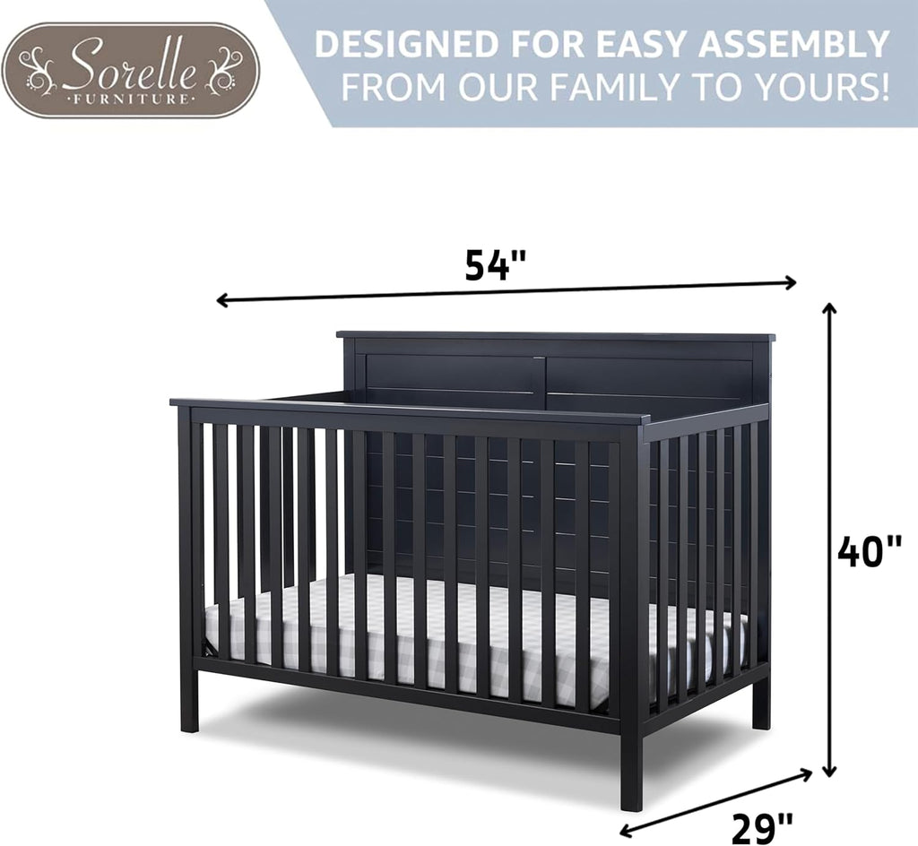 Furniture Ashley Crib, Classic 4-in-1 Convertible Pannel Crib, Baby Crib Made of Wood, Non-Toxic Finish, Wooden Baby