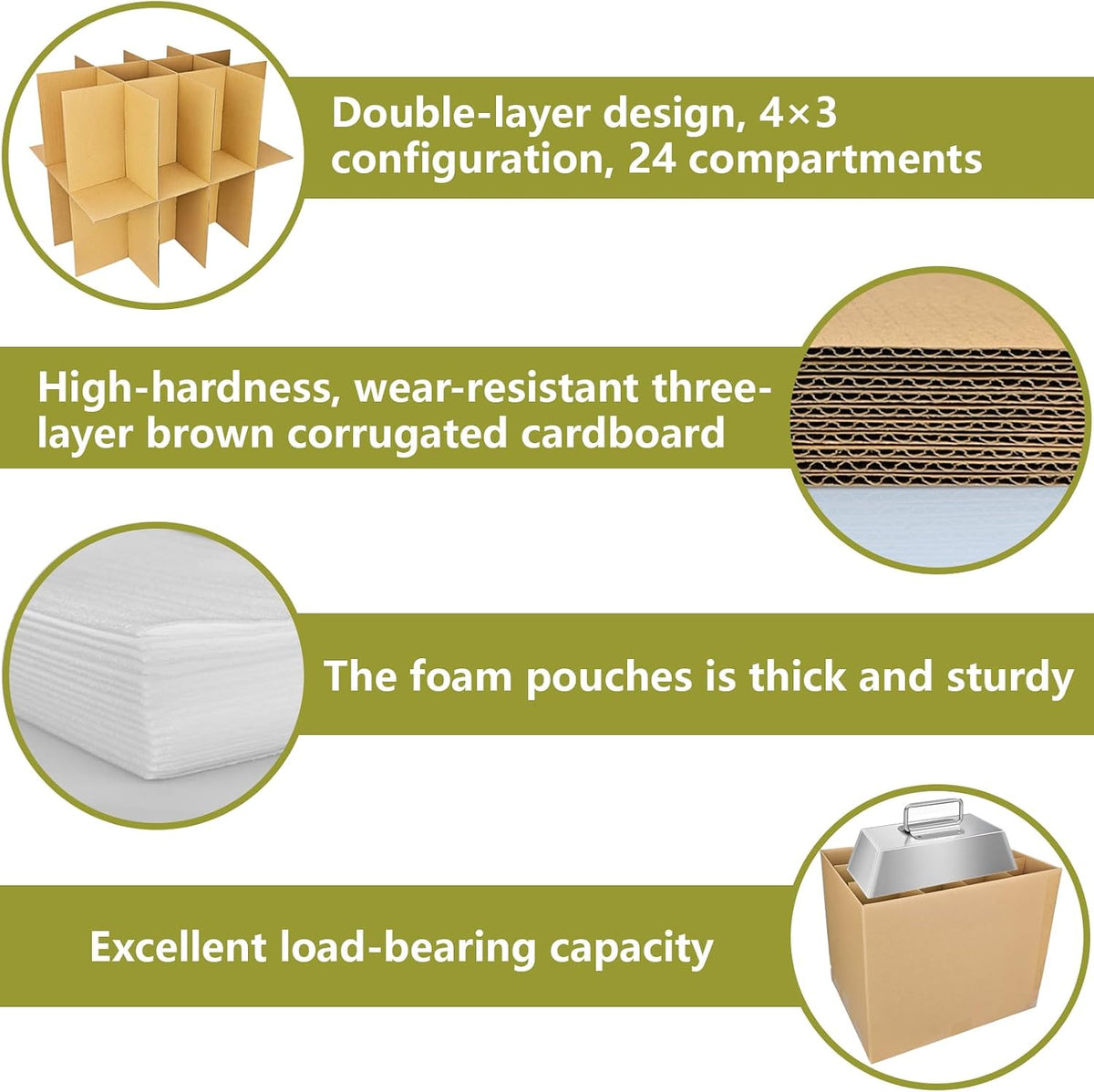 3 Sets of 72-Grid Cups & Mugs Packing/Moving Boxes with 2-Tier Divider Kits