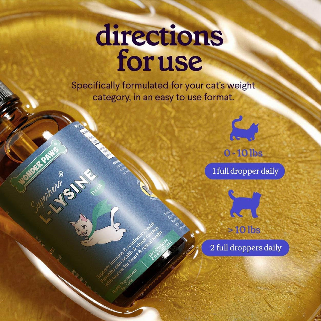 Premium L-Lysine Supplement for Cats – for Immune Support, Sneezing, Runny Nose, Watery Eyes & Nasal Health– 60ML