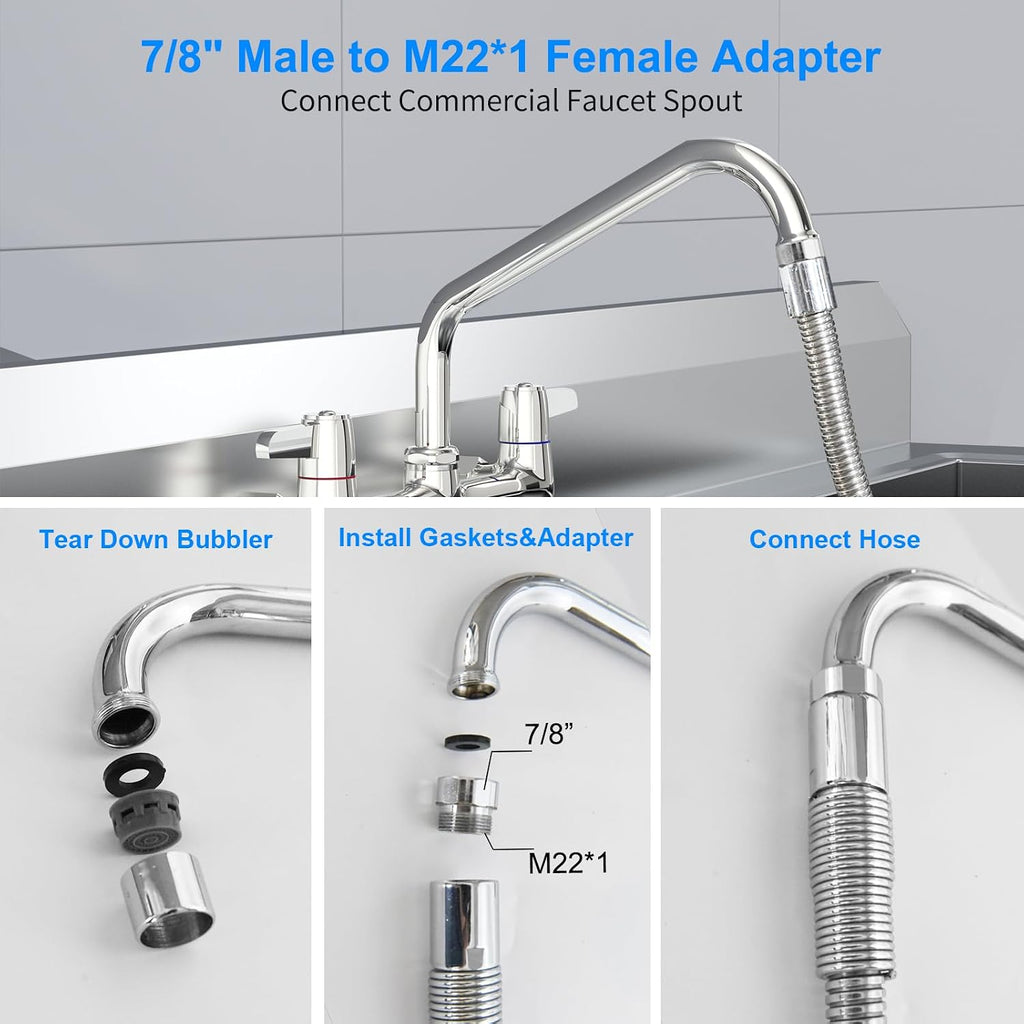Spray Valve with 45" Pre Rinse Hose, Commercial Sink Sprayer Hose Pre Rinse Sprayer with Flexible Stainless Steel