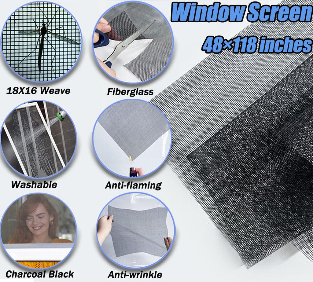 Window Screen Replacement, 6in1 Window Screen Door Repair Kit