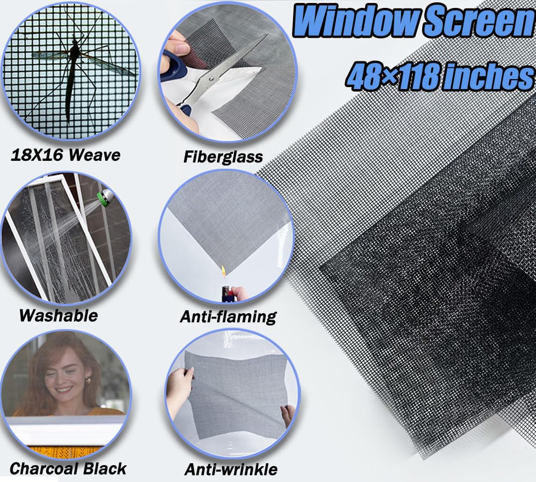 Window Screen Replacement, 6in1 Window Screen Door Repair Kit